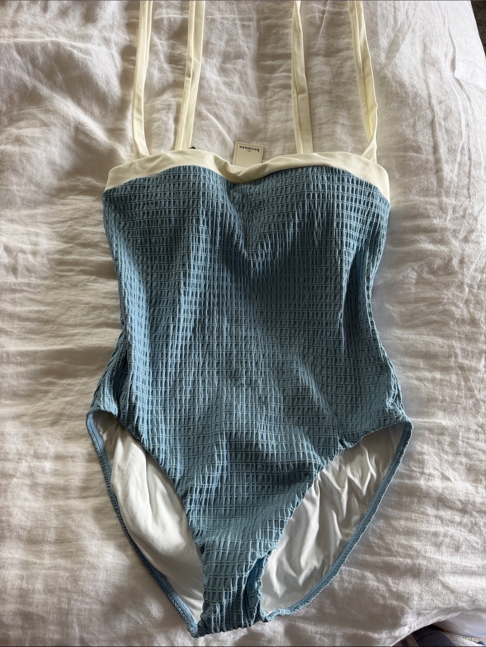 Hermoza Blue One-Piece with Cream Accents